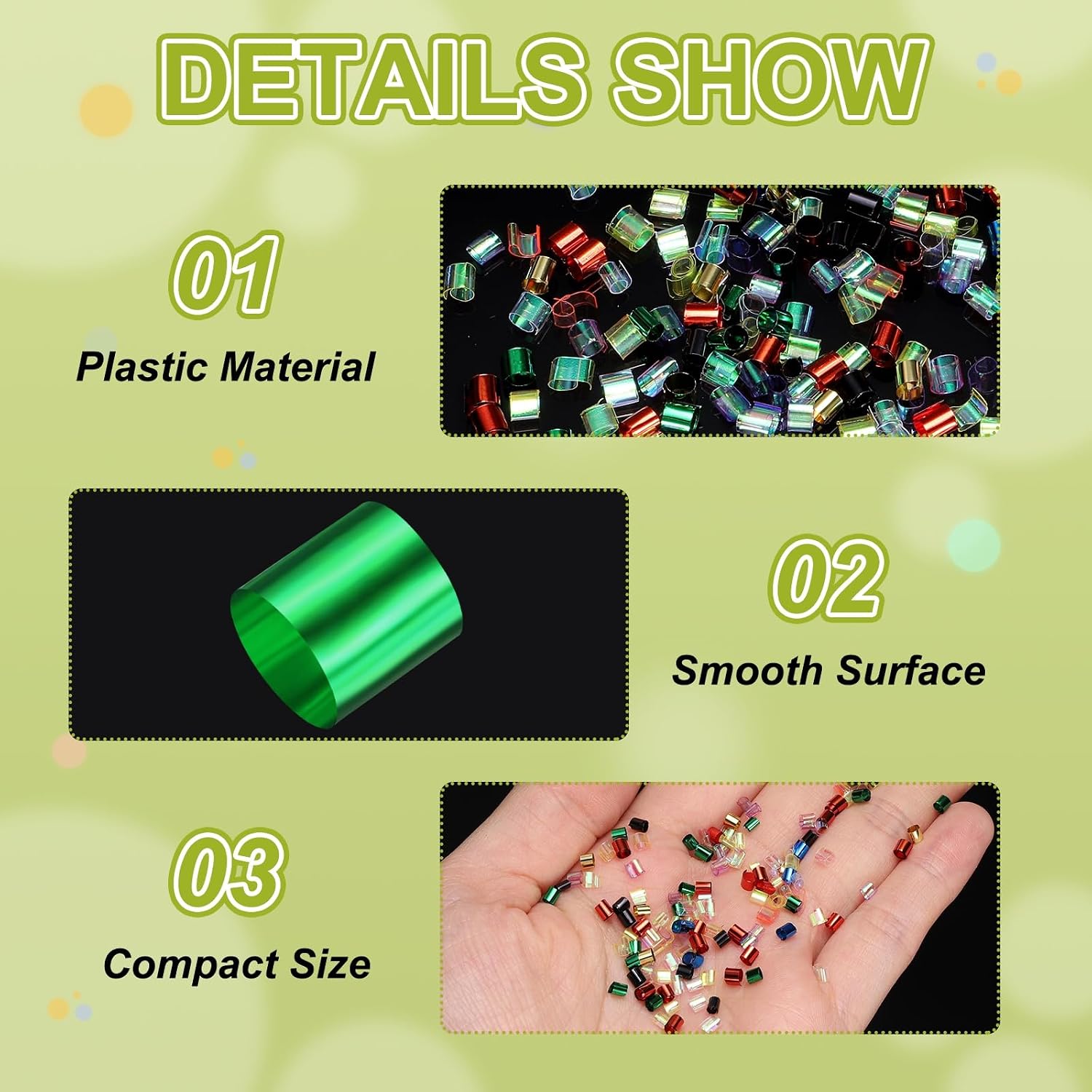 PATIKIL Straw Tube Beads, 70g/2.47 Oz 3D Soft Plastic Beads for Crystal Mud Vase Filling DIY Craft Clay Kit Supplies Handmade, Dark Green image 3