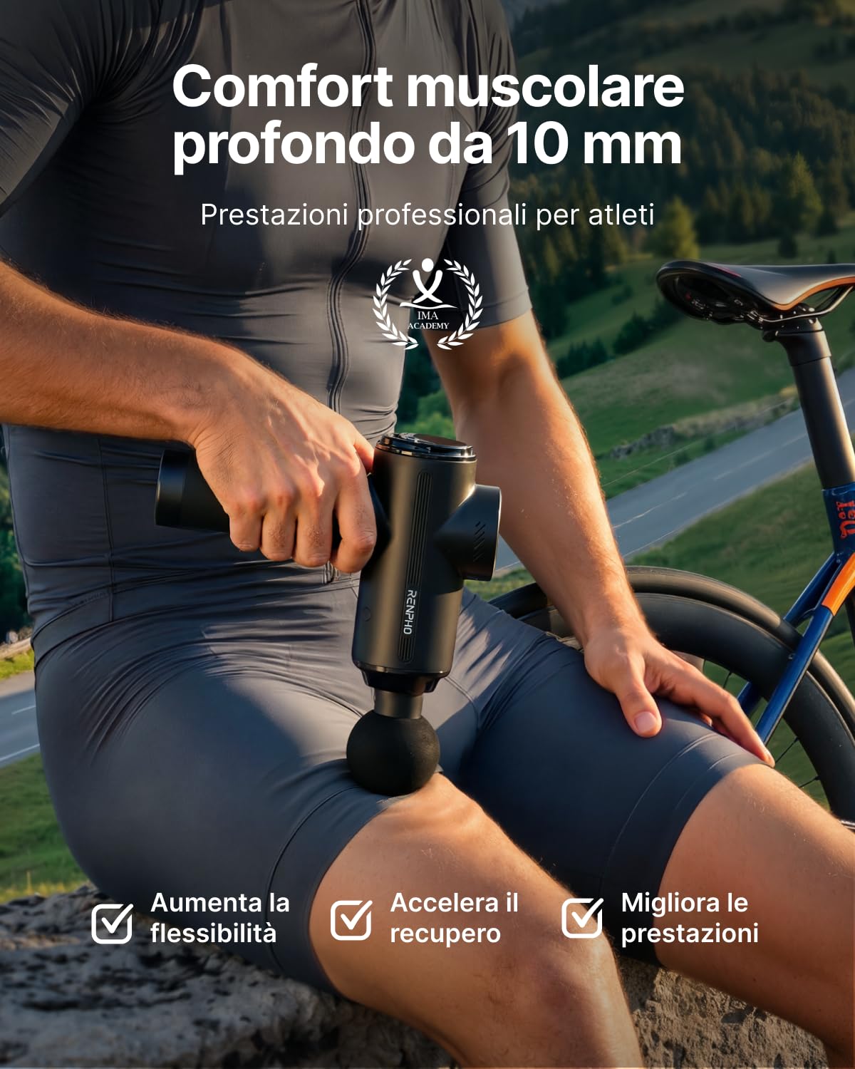 Pistola Massaggio Muscolare RENPHO Active Thermacool 2 Rosso con Riscaldamento a Infrarossi, Testina Rinfrescante