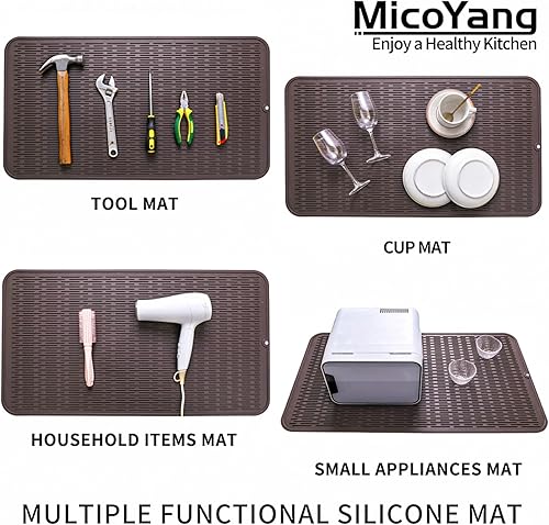 Miniatura 863 de Tapete de silicona para secado de platos para múltiples usos, fácil de limpiar, ecológico, resistente al calor, tapete de silicona para encimera