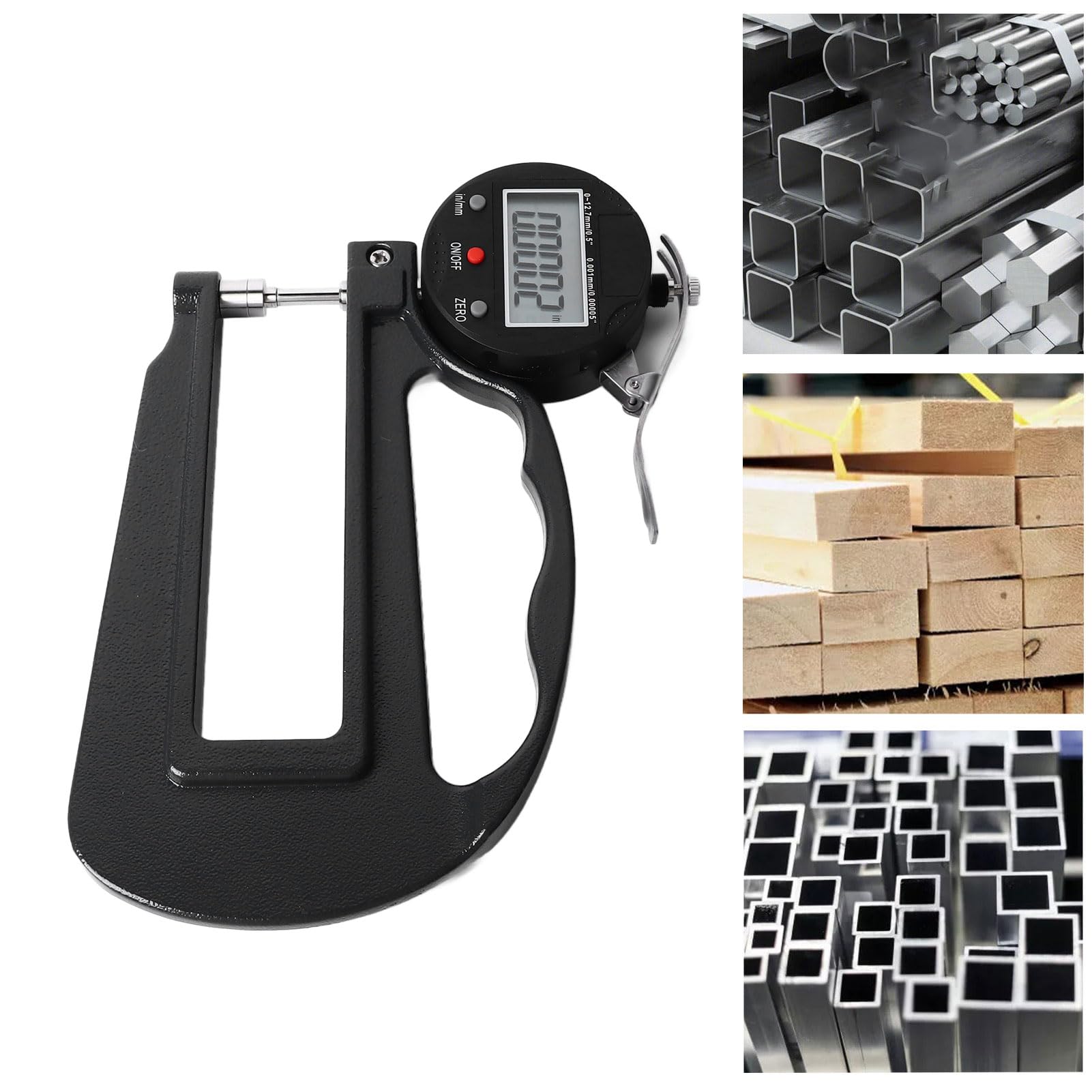 TOPINCN Medidor de Espesor Digital Alta Resolución para Mediciones Precisas Portátil y Compacto para Uso en Taller Medidor de Espesor con Esfera de Aleación de Aluminio para Procesamiento Mecánico