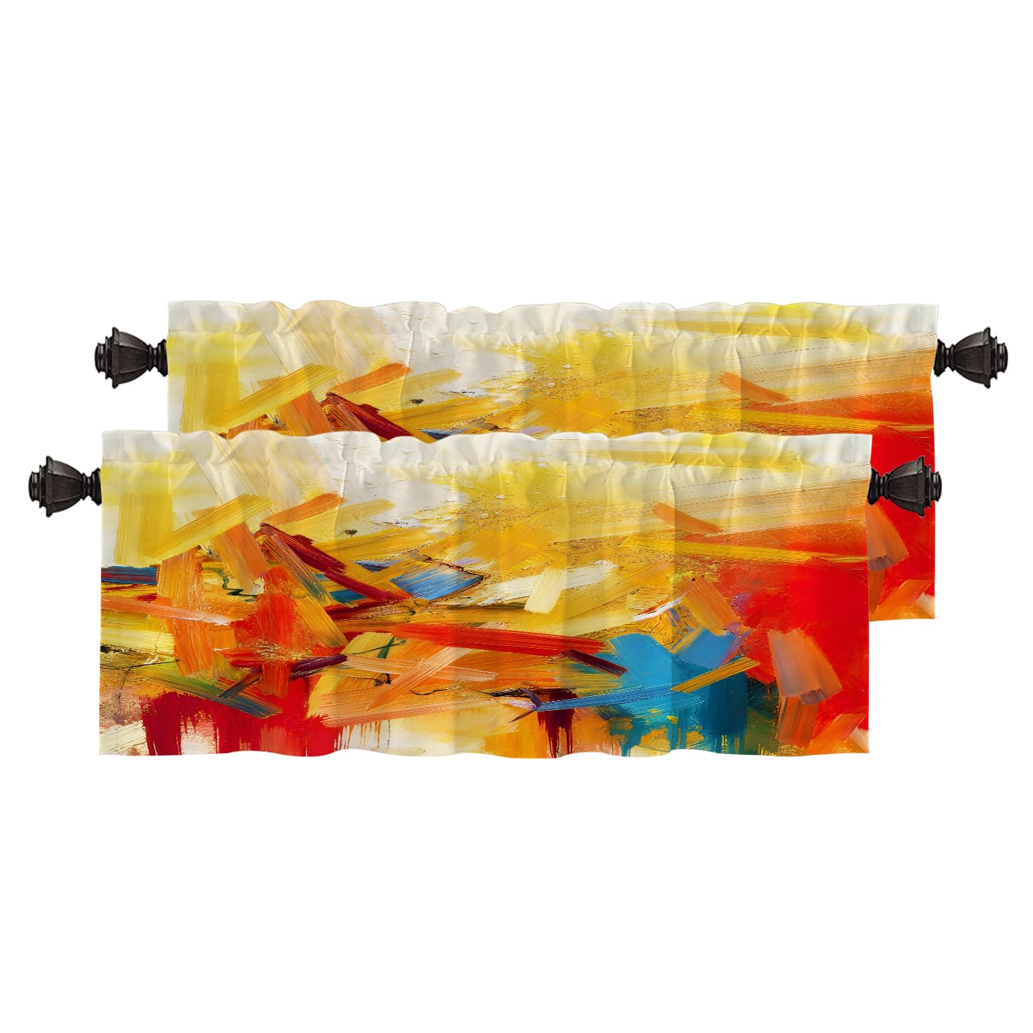 Cantonnières de cuisine lot de 2 rideaux occultants polyester chambre 132x40 cm