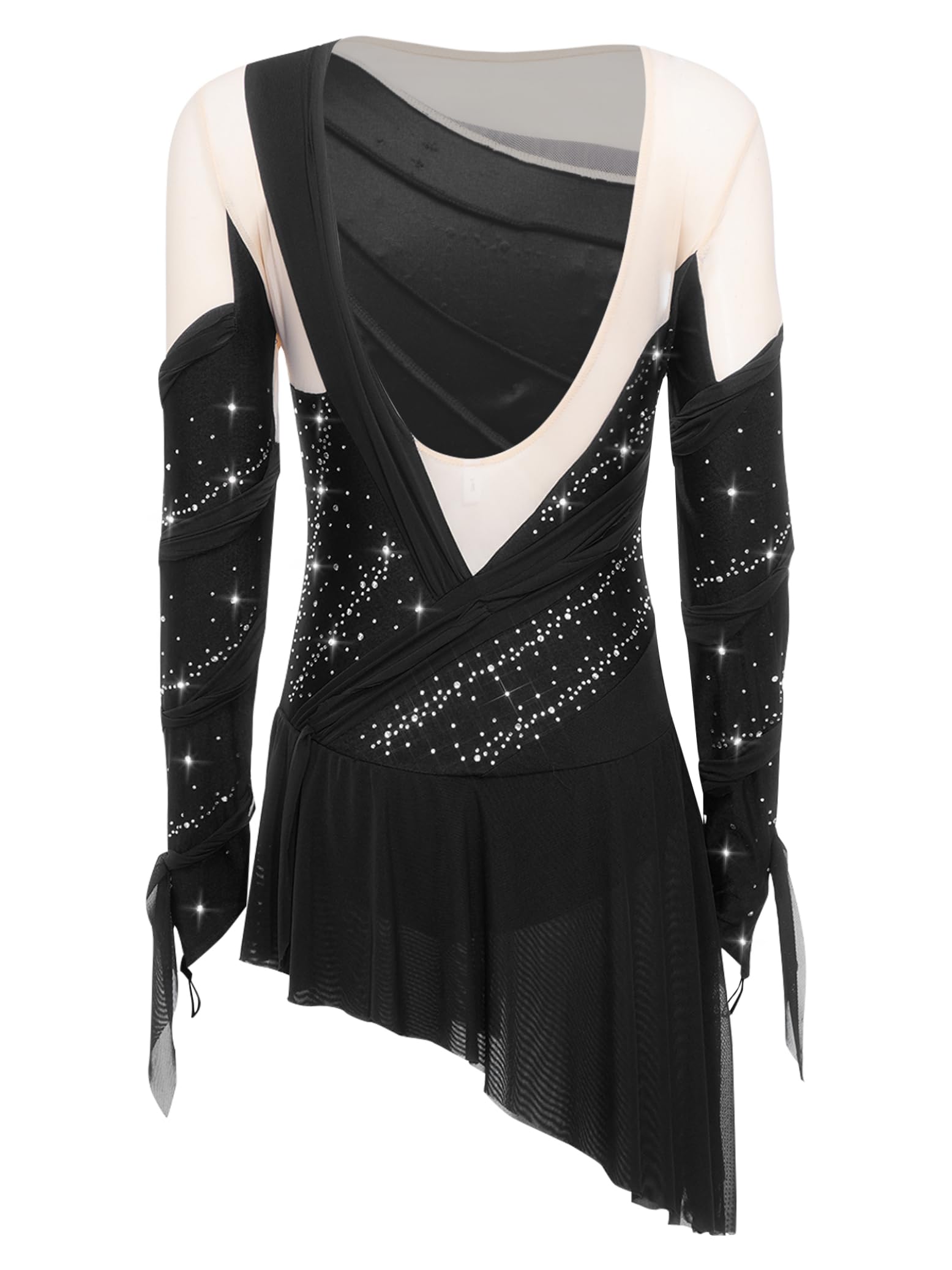 Hedmy Vestido de Patinaje Artístico sobre Hielo Mujer Competición Maillot con Falda Ballet de Gasa Leotardo Gimnasia Vestido de Baile Contemporáneo