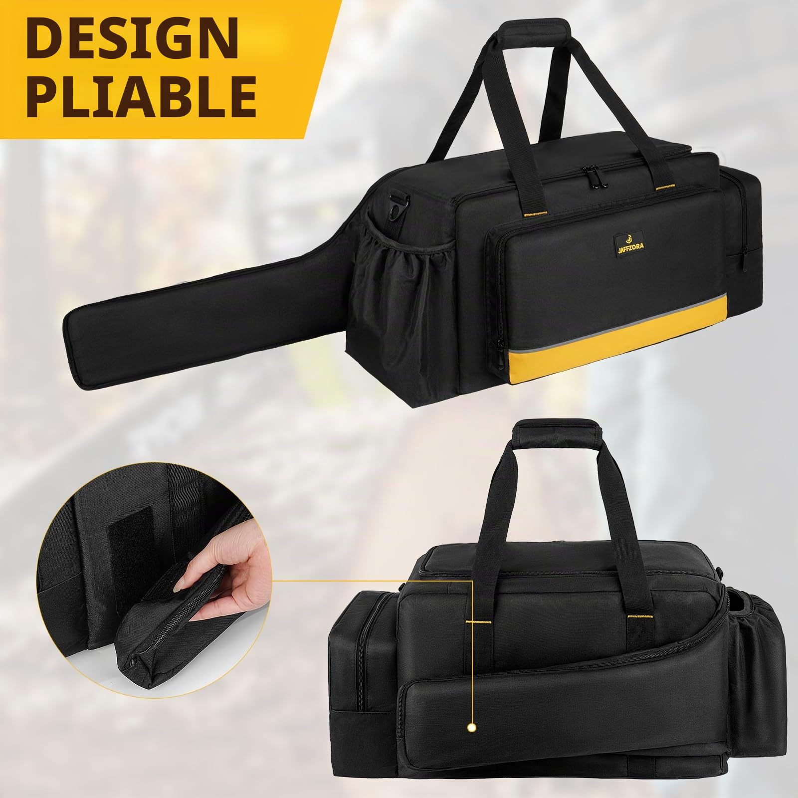 Sac de rangement pliable et imperméable pour tronçonneuse - Compatible avec Greenworks, Dewalt, EGO Power+ 35/40/45 cm et tronçonneuses sans fil - Noir (sac uniquement)