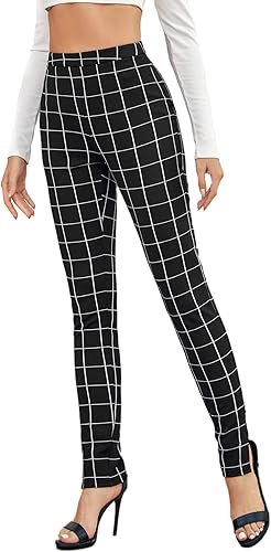 Miniatura 3 de SweatyRocks Leggings ajustados casuales para mujer, pantalones de trabajo elásticos de cintura alta