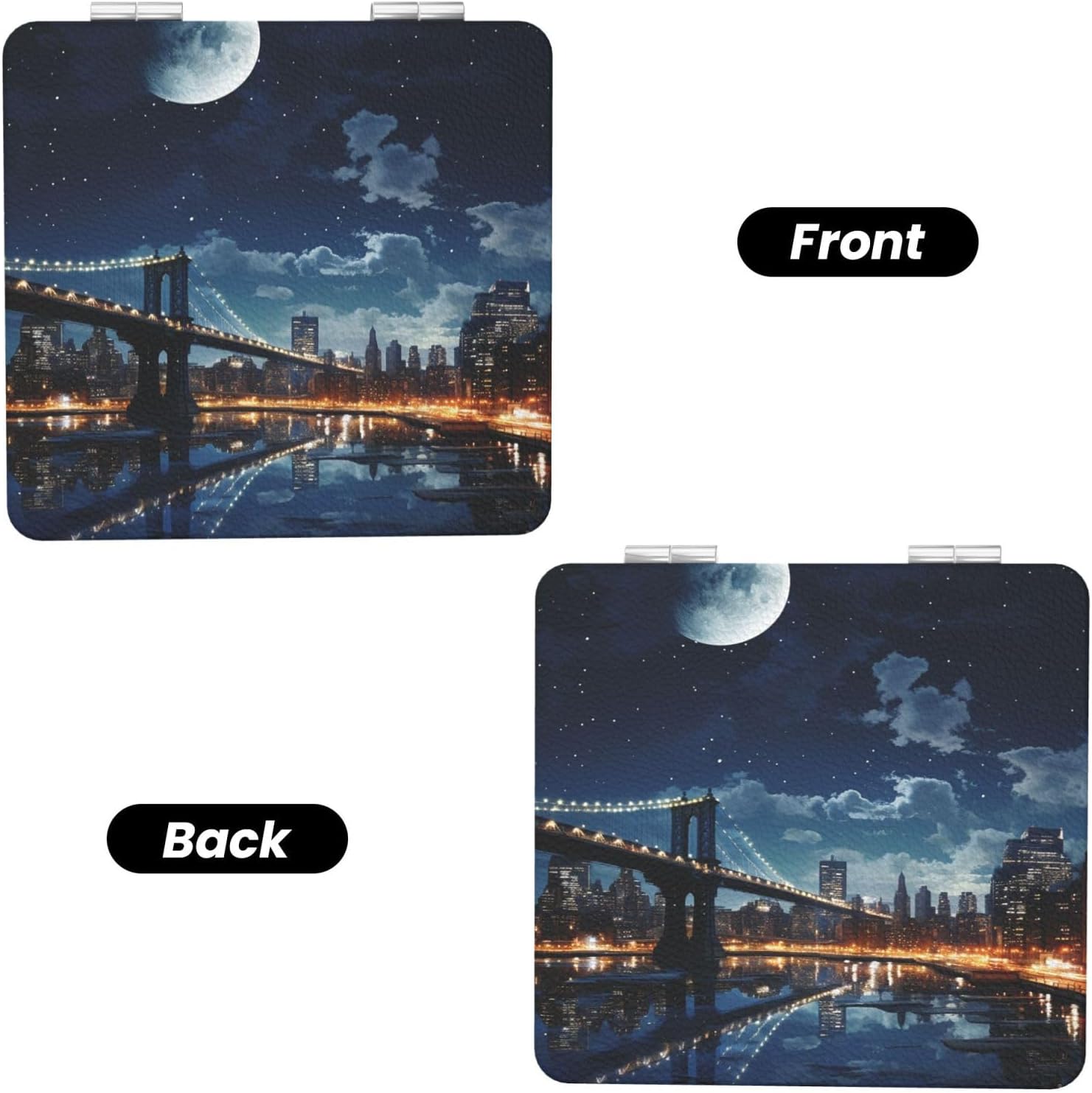 Compact Mirror Moon Light New York City Pocket Travel Makeup Mirrors Double Sided 1x/2x Magnifying Foldable Mini Cosmetic Mirrors Portable Handheld Beauty Mirror for Women Girls Gift image 2