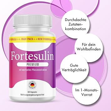 Fortesulin Premium Capsules For Your Wellbeing Easy to Use Contents 60 Capsules
