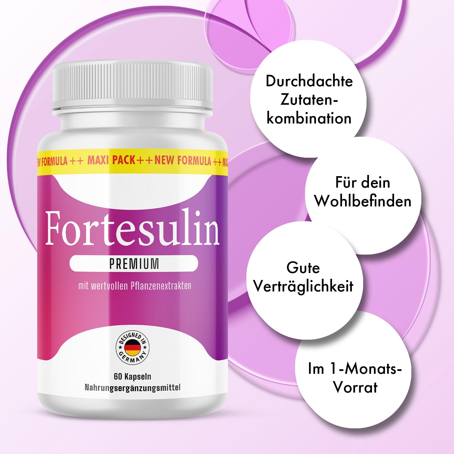 Fortesulin Premium Kapseln | für dein Wohlbefinden | einfache Anwendung | Inhalt 60 Kapseln