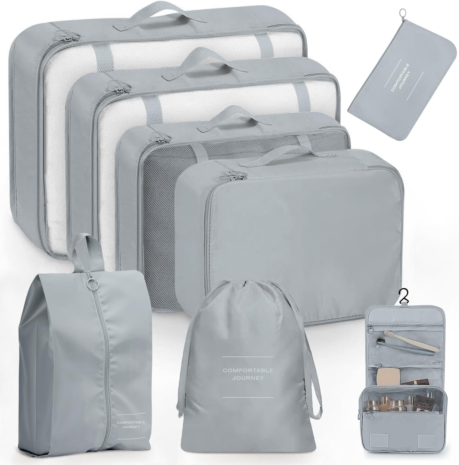 Organisateur De Valise Rojeam 8 Pièces Organiseurs De Bagage Organisateur De Voyage Packing Cubes Sacs à Vêtements Rangement Valise Bagage Sac (Blanc Crémeux Pure Boost X