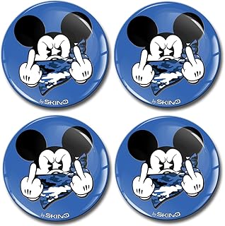 SkinoEu® 4 x 55mm Aufkleber 3D Gel Silikon Autoaufkleber Maus Mouse Mittelfinger Felgenaufkleber Für Radkappen Rad-Aufkleb...