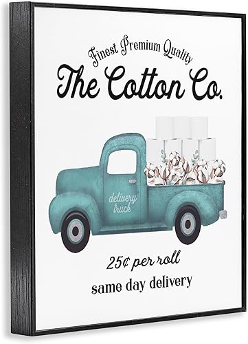 Miniatura 3 de Stupell Industries Papel higiénico Algodón Co Delivery Truck Baño Word Design enmarcado Giclée Diseño de arte por artista con letras y forradas