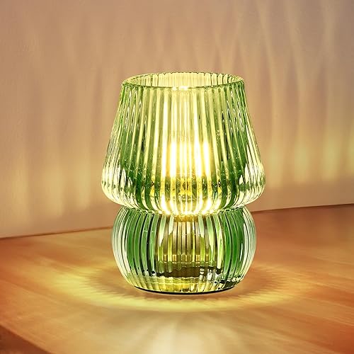 Lámpara a pilas con temporizador, pequeña lámpara de mesa de cristal inalámbrica para decoración del hogar, cocina, baño, regalo de cumpleaños para