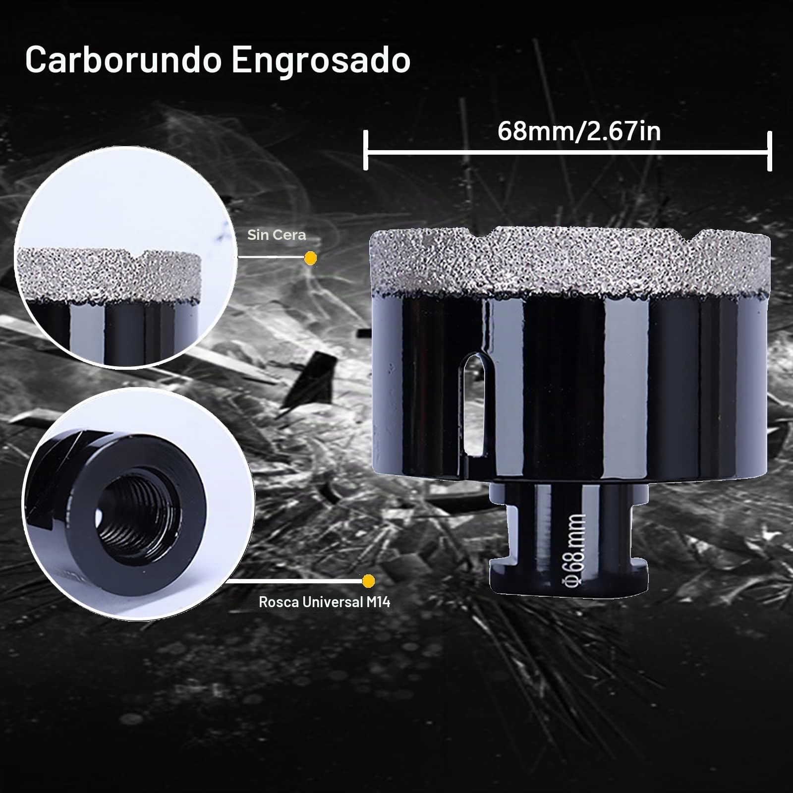 Taladro Diamante Taladro Vio Kit Brocas 8 Piezas Con Caja, 20/35/40/45/50/68 Mm Y 1 Cuchillas 1 Accesorios Broca Para Amoladora Angular M14 Set Para Vidrio Cerámica Porcelana Azulejos Mármol Granito