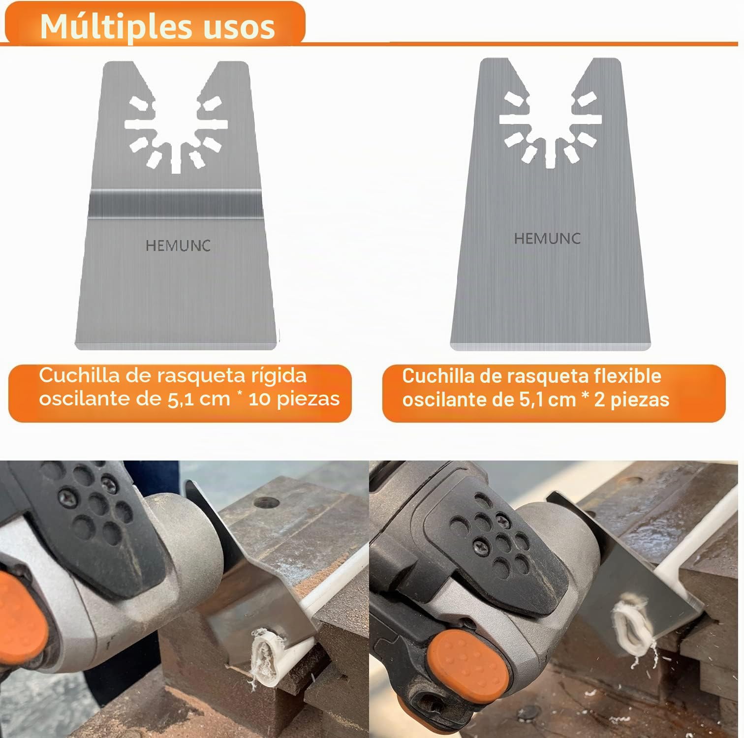 Juego de cuchillas rascadoras oscilantes, incluye 10 cuchillas rascadoras rígidas oscilantes, 2 cuchillas raspadoras flexibles multiherramienta, 2 unidades, cuchillas oscilantes multiherramienta de