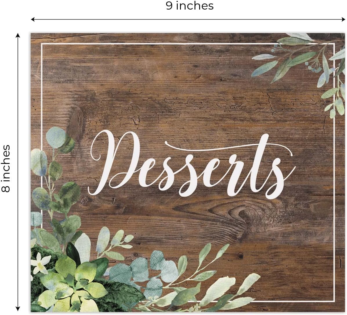 Lush Greenery Desserts Sign / 8" x 9" Rustic Wedding Event/Greenery Faux Wood Table Top Dessert Sign/Sweets And Treats Event/Made In The USA
