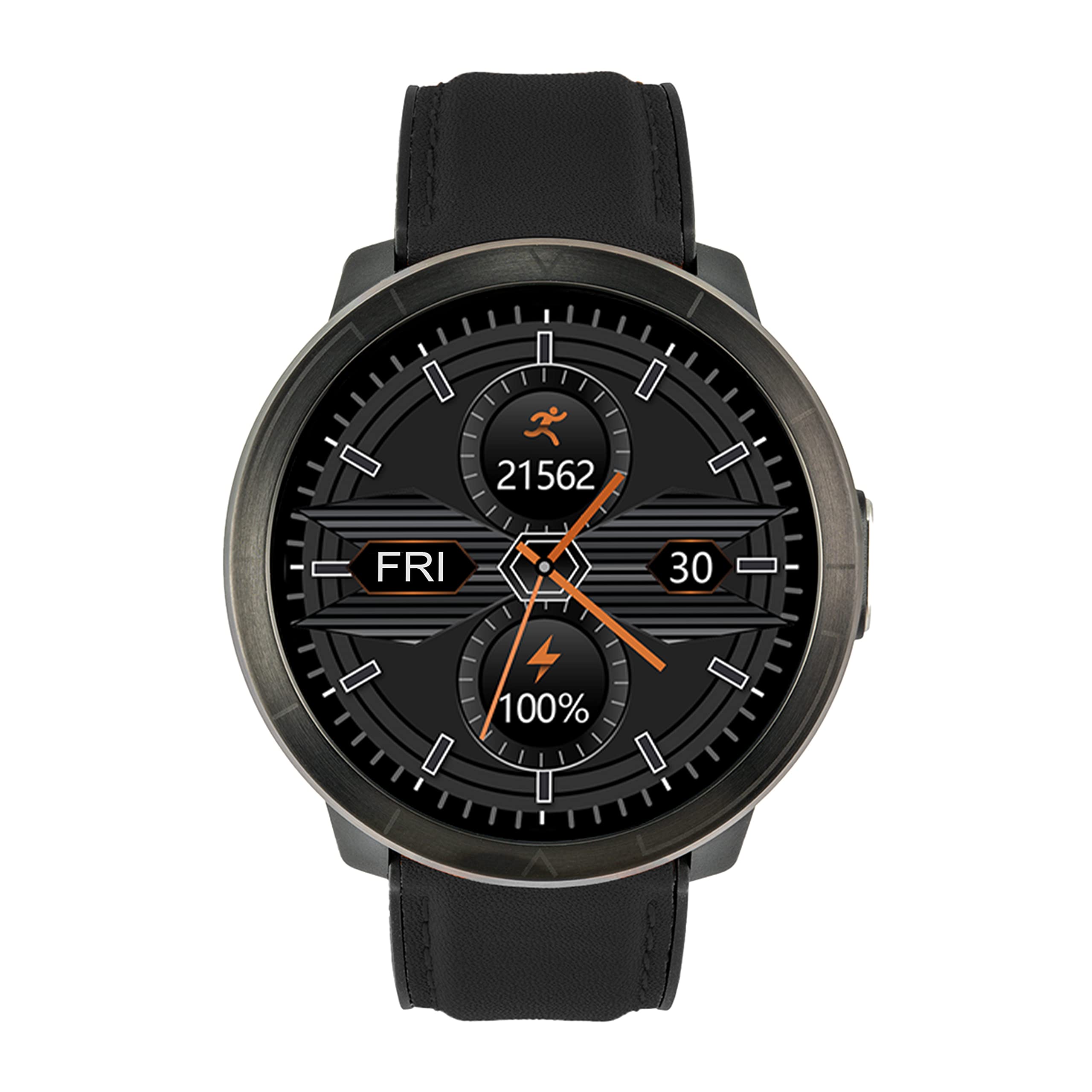 Watchmark WM18, Smartwatch Skórzany, M, Czarny
