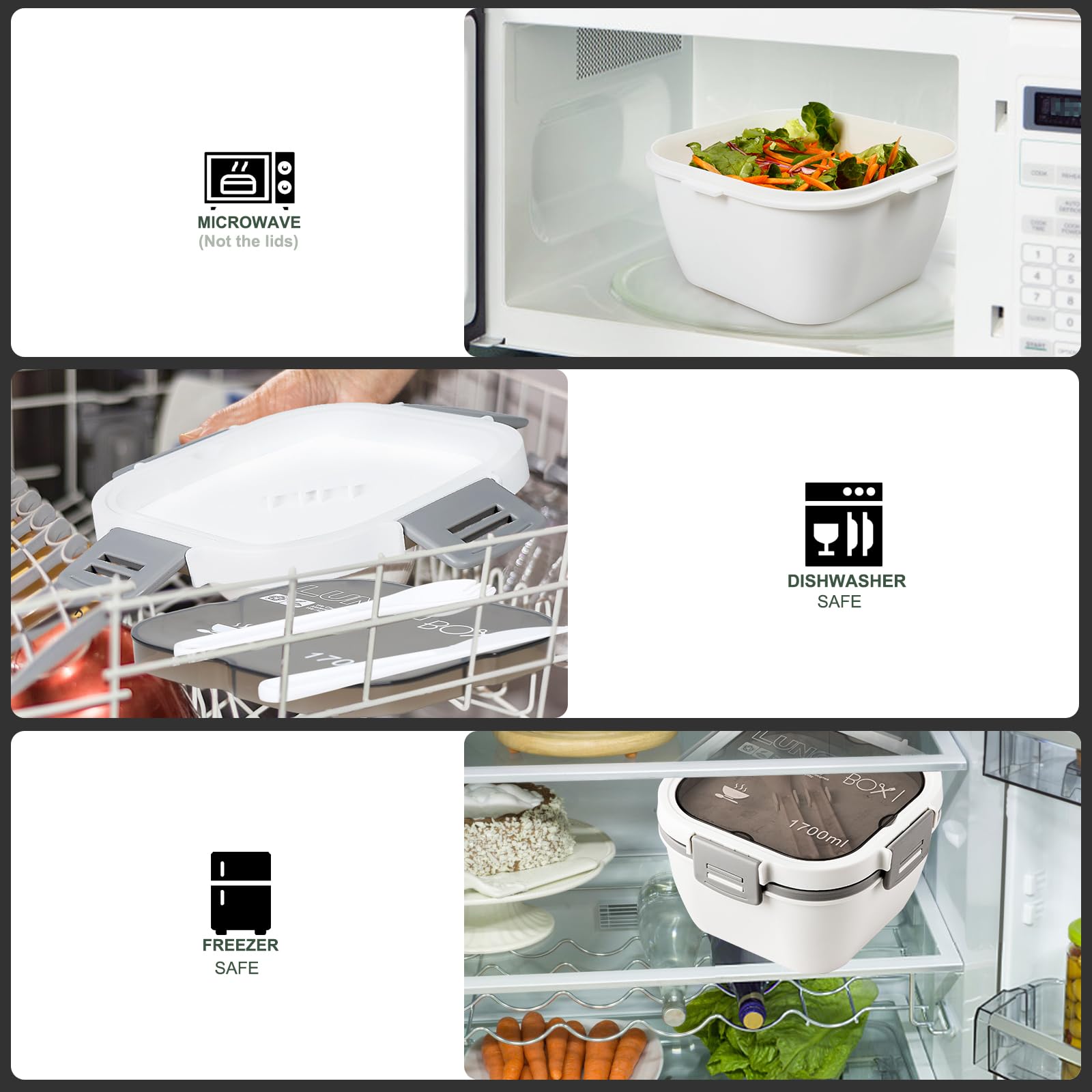 Lunch Box, Hermétique Boîte à Repas,750ml Bento Box Avec 2 Compartiments Et Couverts, Boite