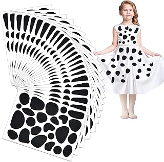 24 Sheets Black Adhesive Felt Circles Self Adhesive Felt Pads Irregular Felt Spotty Dog Style Felt 576 Pieces Small Dalmatian Dots Felt Stickers for Adult Kids Halloween Party DIY Projects Costume