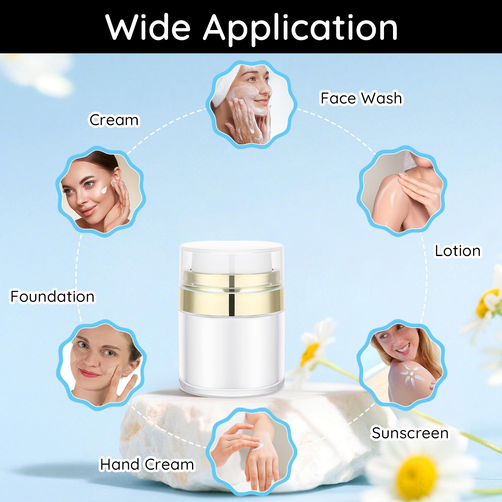 Segus Airless Cream Dispenser, 2 Pcs 30g Vacuum Cream Jar, Refillable Makeup Up Containers, Travel Bottles for Foundation Moisturiser - Image 4