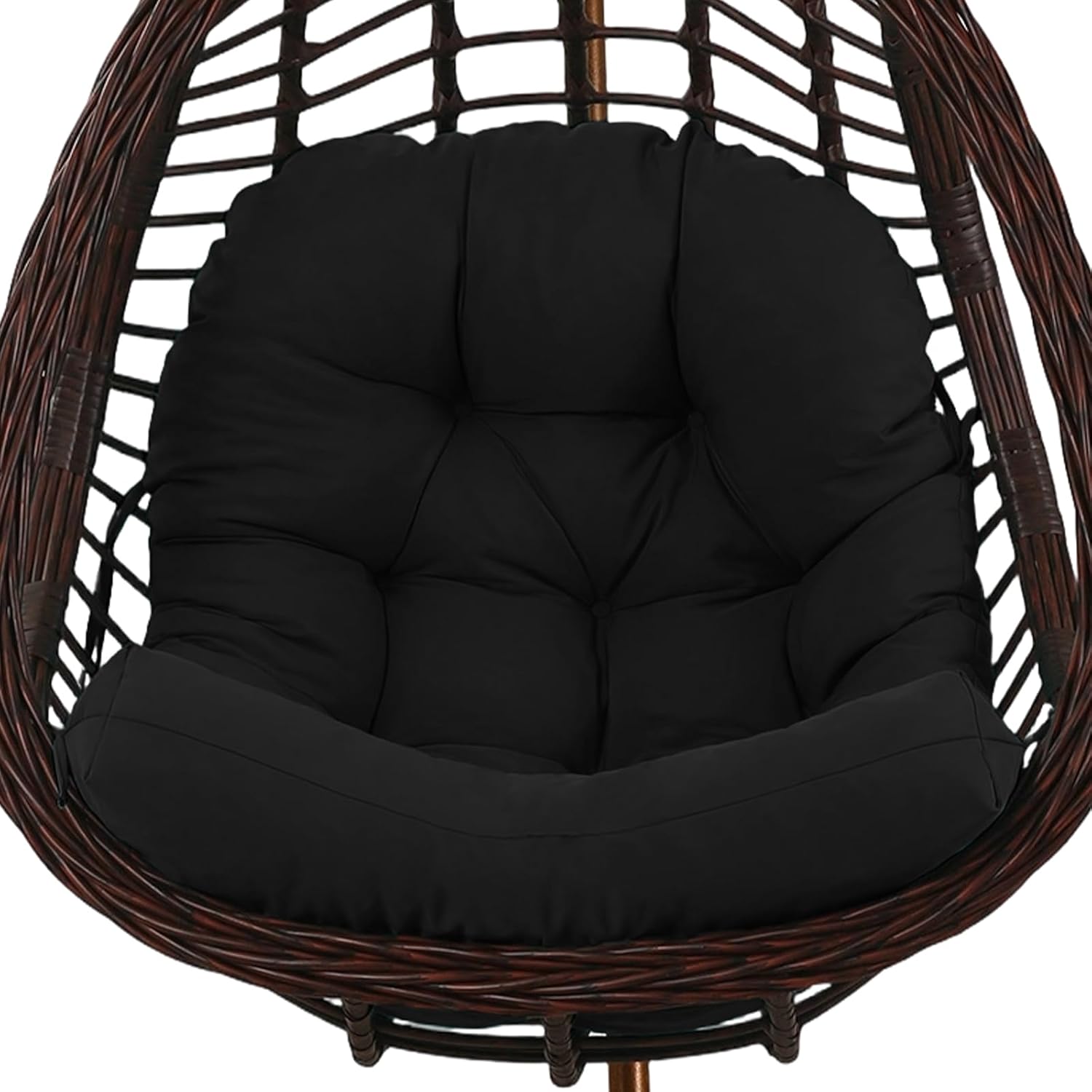 idee-home Egg Chair Cushion Replacement, Hanging Chair Cushion Outdoor with Waterproof Cover, Wicker Hammock Swing Cushioned for Patio, Black（Without Chair）