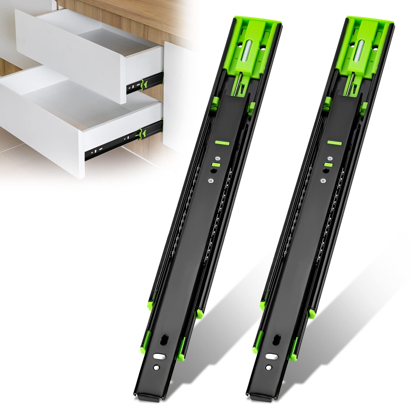 Sponsored Ad – SYOSI 2Pcs Drawer Slides, Soft Close Full Extension Drawer Runners 3 Folds Thicker Stainless Steel Ball Bearing Slides Cabinet Rails Track (300mm)