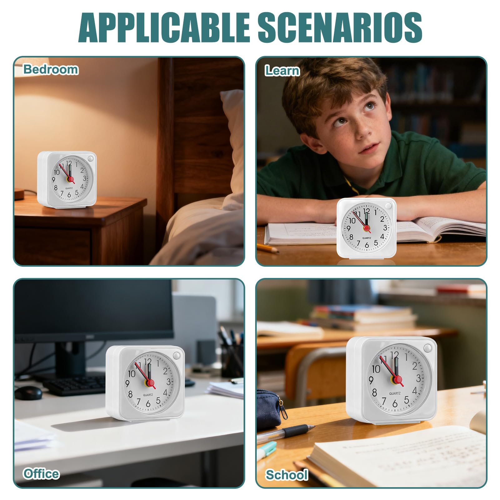 Sveglia Analogica Da Viaggio Con Luce Notturna E Snooze – Silenziosa, Compatta, A Batteria, Ideale Per Comodino