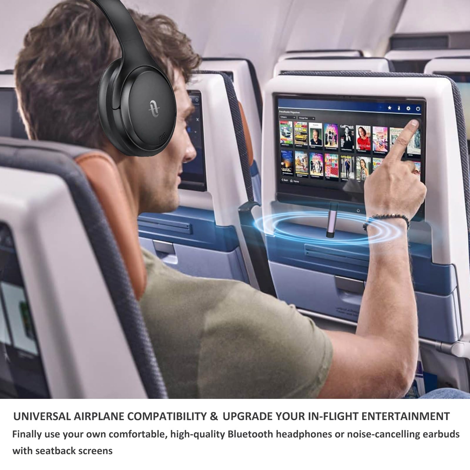 Transmisor Bluetooth con conector AUX de 3,5 mm y doble enlace y APTX para TV, avión, gimnasio, MP3, adaptador de audio inalámbrico, convertidor emisor para vuelo, soporta 2 Airpods