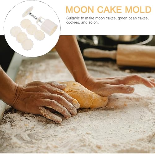 Miniatura 3 de EXCEART Molde para pastel de luna de prensado a mano, 6 moldes de prensa de galletas para decoraciones de hornear