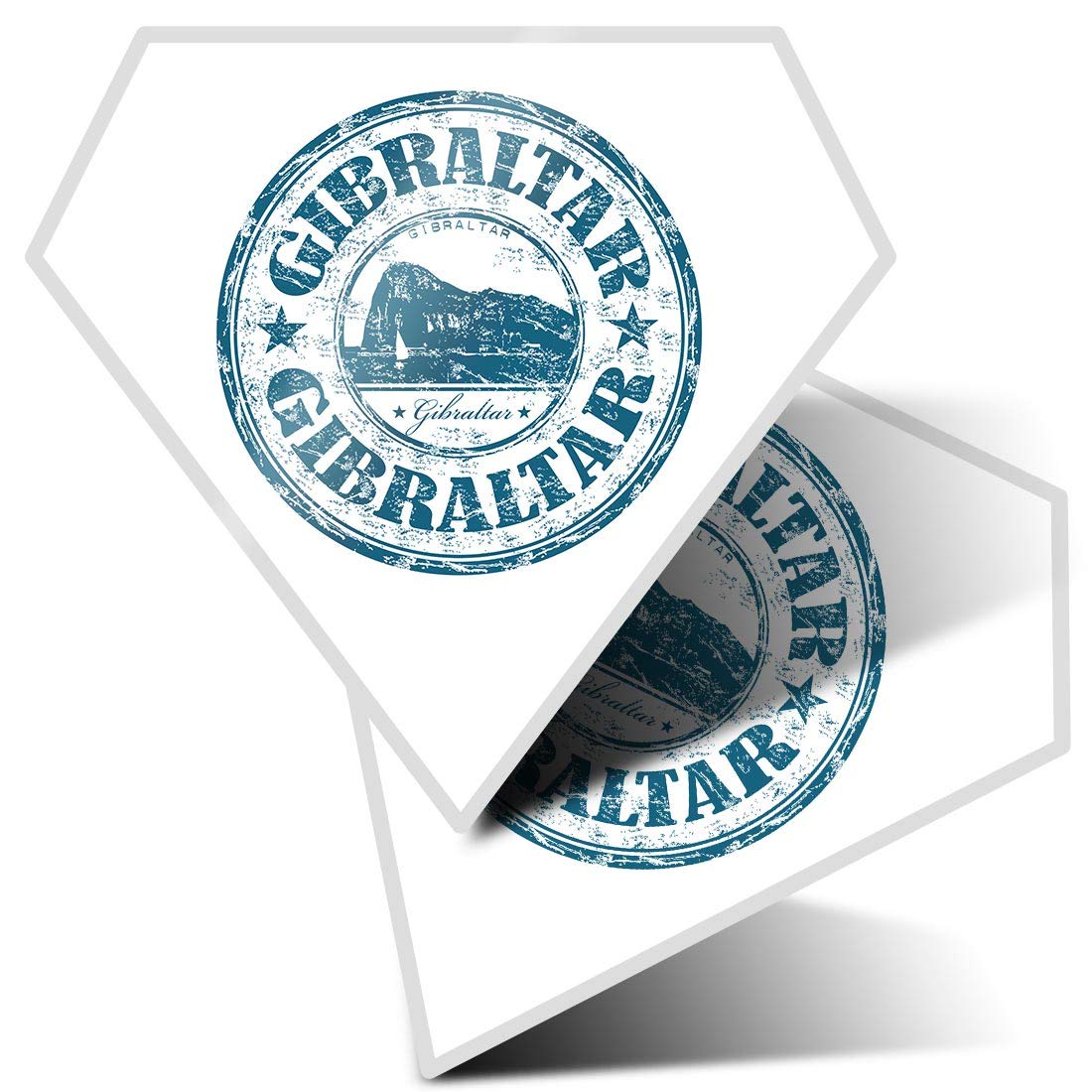 2 x Diamond Stickers 7.5 cm - Gibraltar Travel Stamp Destination Fun Decals for Laptops,Tablets,Luggage,Scrap Booking,Fridges, 7088