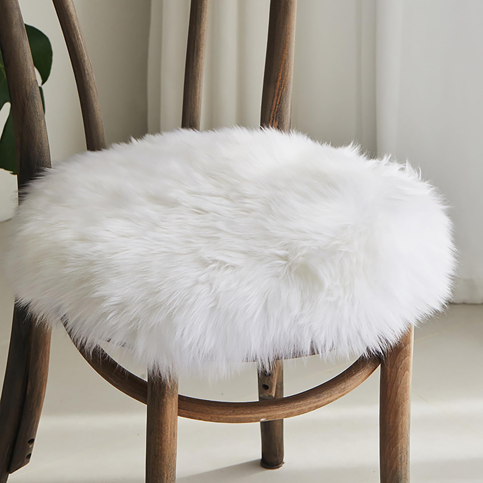 Luxury Sheepskin Seat Cushion - 100% Pure Wool, Thick Fur, Soft & Comfortable - Ideal for Office Chair, Car Seat, or Home Sofa - Round Shape Seat Pad (A,splicing 35CM)