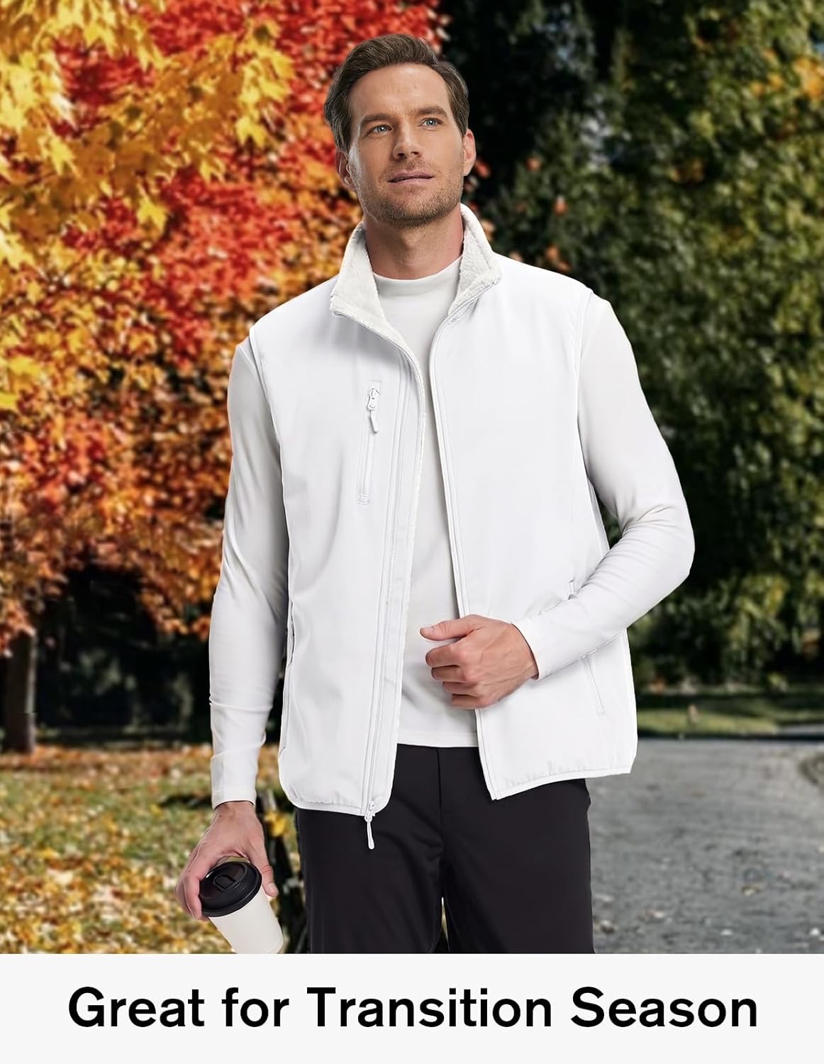 fit space Men's Lightweight Vest Softshell Sleeveless Windproof Jacket with Zipper Pcoket Cycling Travel Hiking Running Golf