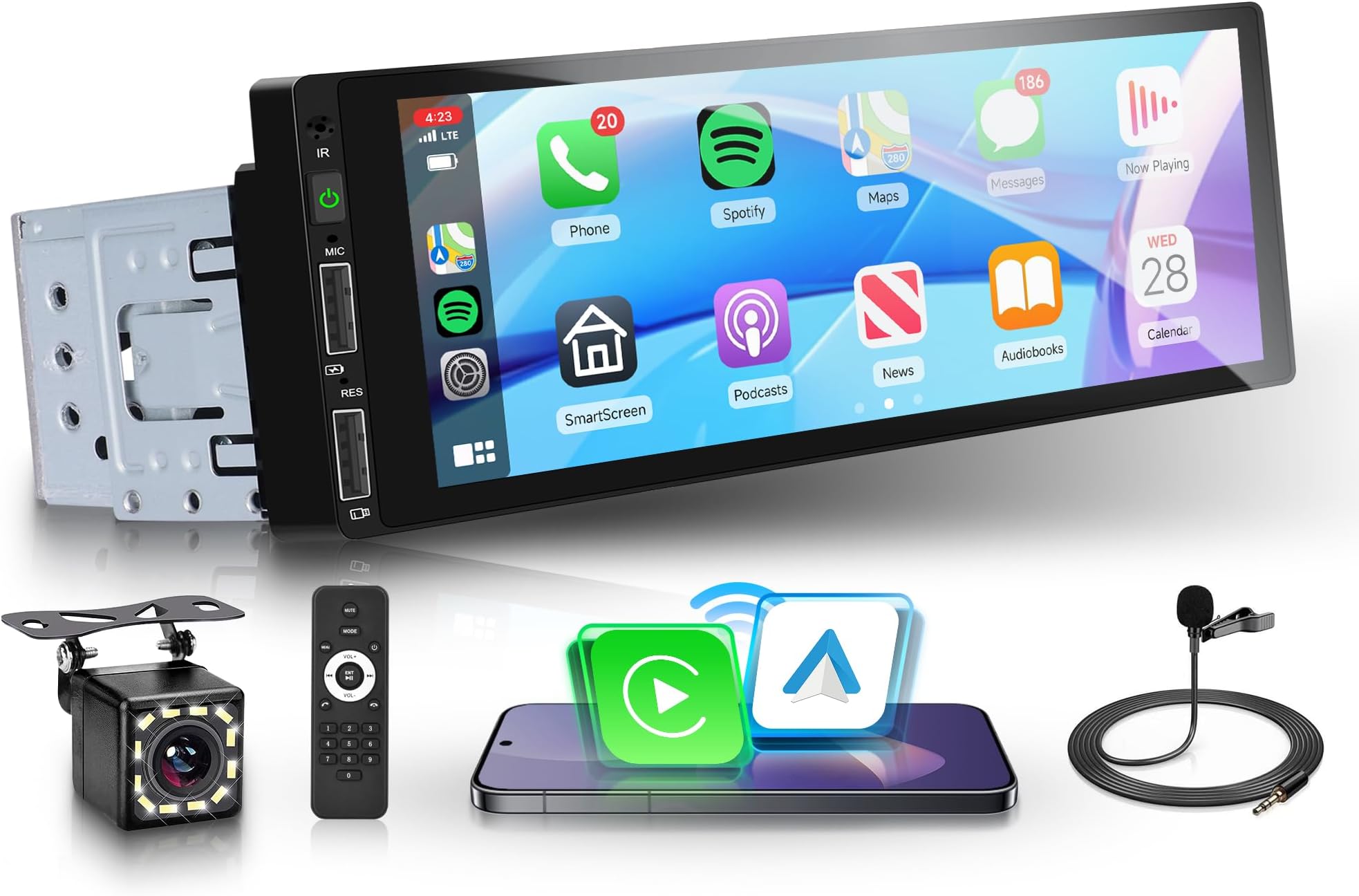 Amazon.com: Dual Electronics XDM17BT Single DIN Car Stereo | Push to ...