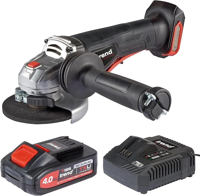 Amoladora Angular Inalámbrica Trend T18S/AG/EURO 18V con Batería 4.0Ah y Cargador Rápido