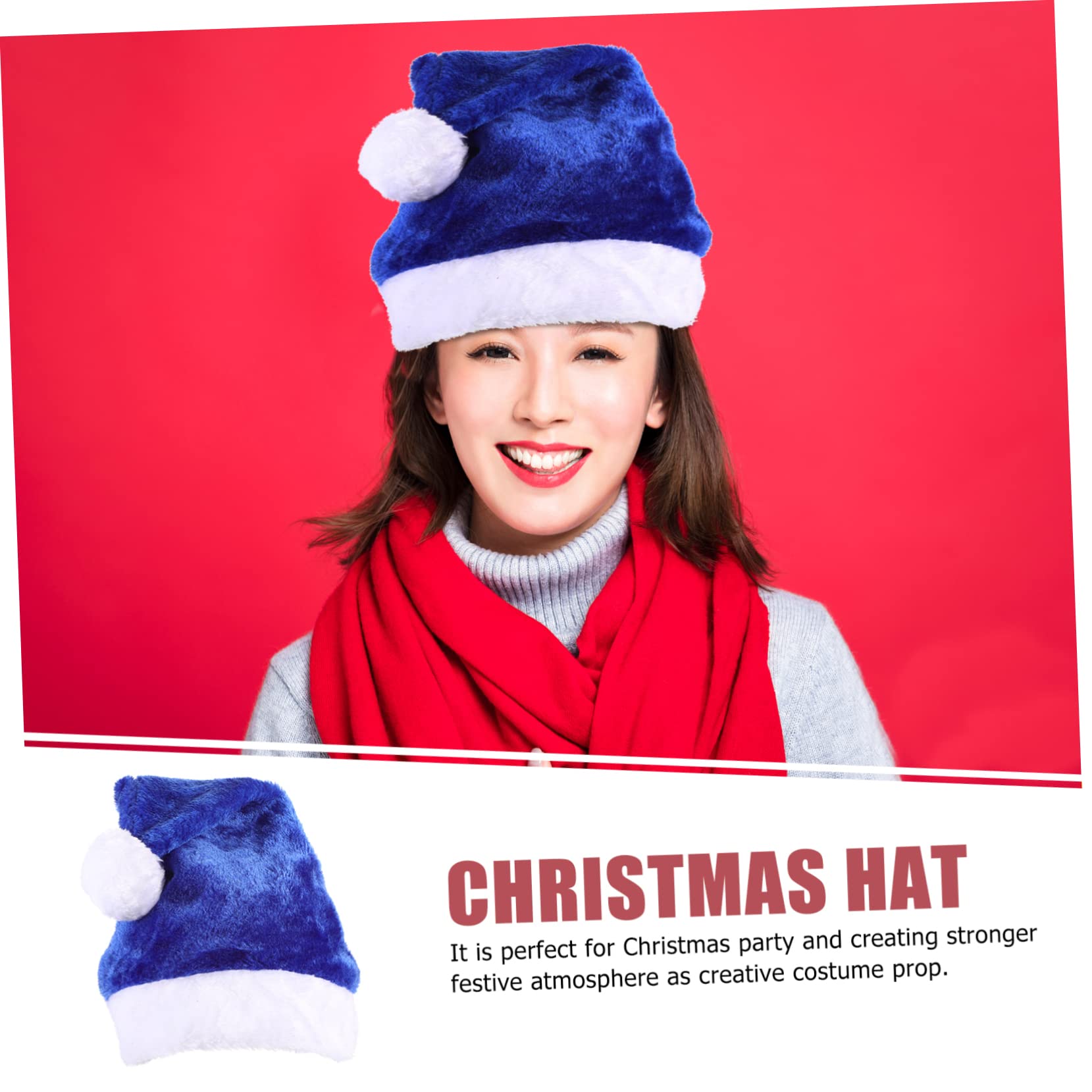 PRETYZOOM 5 Piezas Gorro de Papá Noel de felpa disfraz de navidad suministros de navidad gorros navideños christmas hat para hombres Gorro de Papá Noel de Navidad gorro de santa Blue