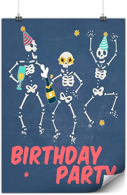 Wellcoda Content Squelette Anniversaire Affiche Anniversaire 60cm X 42cm Affiche Ideal Pour L Encadrement Facile A Accrocher Papier Epais Art De Amazon Fr Fournitures De Bureau
