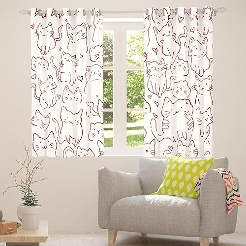 Miniatura 10 de Erosebridal Cortinas opacas de moda de los años 90, 30 % a 50 % para dormitorio, cortina de ventana con cinta de radio retro, tratamientos de Negro