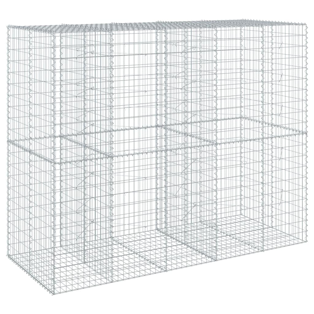 Gavión con tapa, 250 x 100 x 200 cm, metal galvanizado | Cesta de malla de alambre de hierro galvanizado resistente para jardinería y privacidad en exteriores.