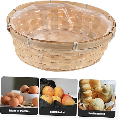 Miniatura 7 de BESPORTBLE Cesta decorativa de Pascua de bambú tejida vacía redonda cesta de huevos de bambú natural para el día de los niños