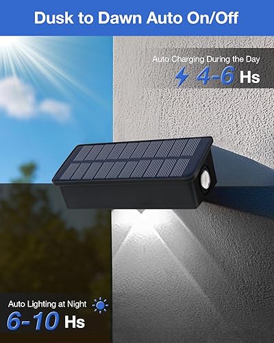 Miniatura 4 de Luces de valla alimentadas por energía solar al aire libre, impermeables, LED de 3 lados, paquete de 8 para patio, cubierta, terraza, barandilla,