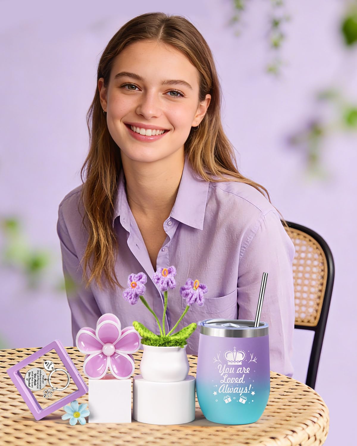 LIVEHITOP Cadeau Femme, Cadeau Anniversaire Femme 7PCS Personnalisé Coffrets Cadeau Inclus Mug Isotherme Soeur Maman Collegue Amie Cadeau Noël, Fete des Meres, Saint-Valentin