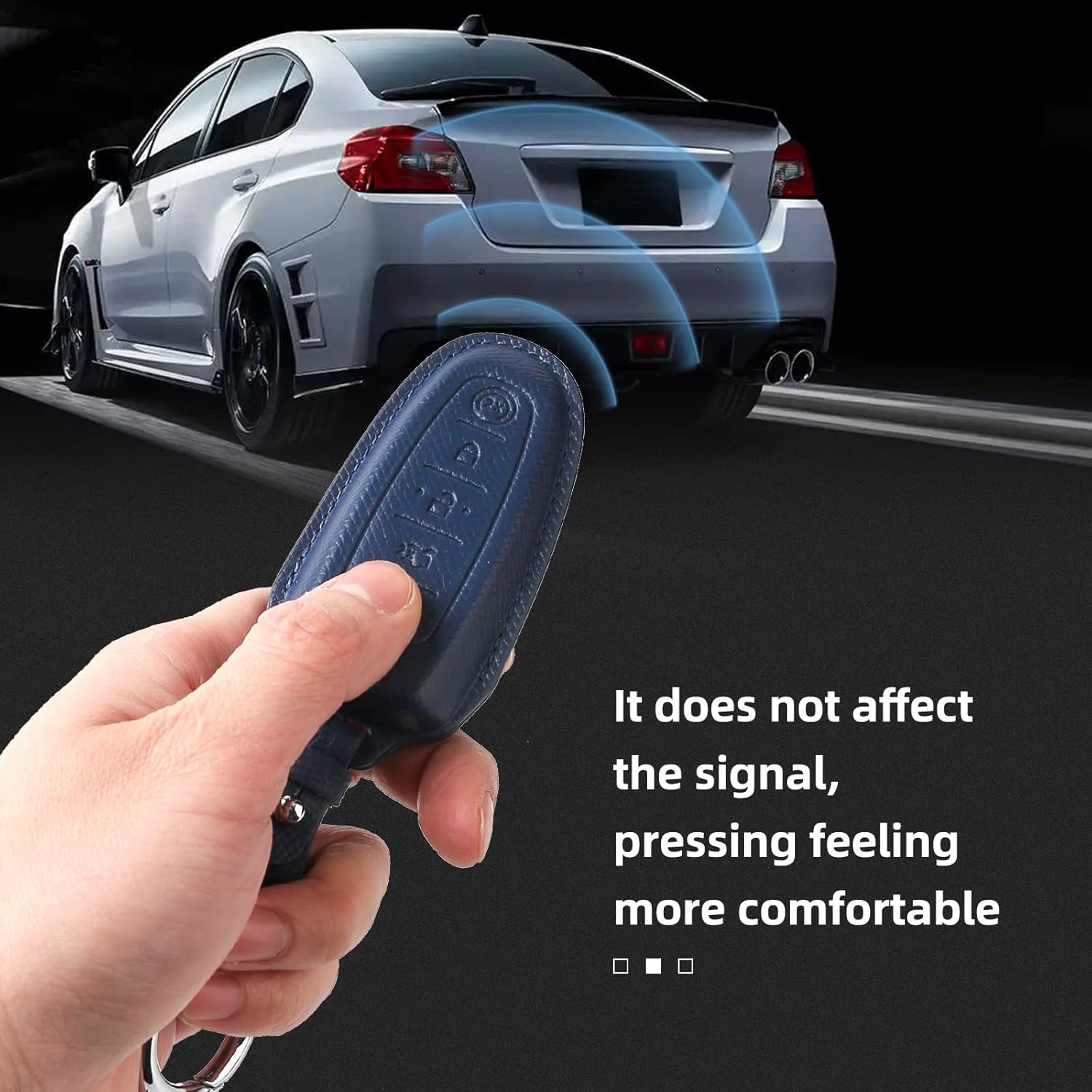 Leather Key Fob Cover Case,Key Shell Case Compatible for Ford C-Max Edge Escape Expedition Explorer Flex Focus Taurus Lincoln MKS MKT MKX (Blue)