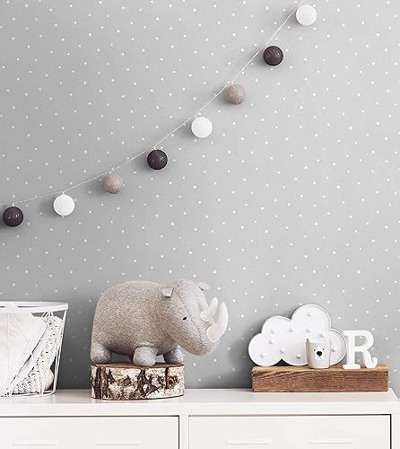 Miniatura 2 de NextWall Papel tapiz autoadhesivo con lunares (gris)