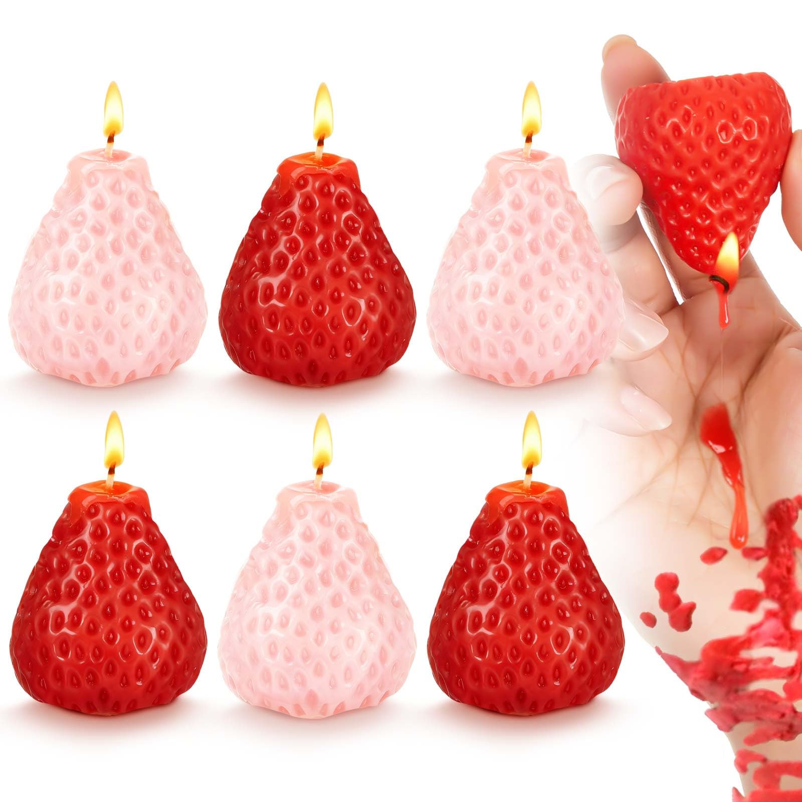 Tisancy 6 Pcs Low Temperature Candles, Romantic Valentine's Day Gifts Candles, Body Safe Wax Low Heat Dripping Play Smokeless Unscented Tea Lights for Valentine's Day Anniversaries Decor(Red, Heart)