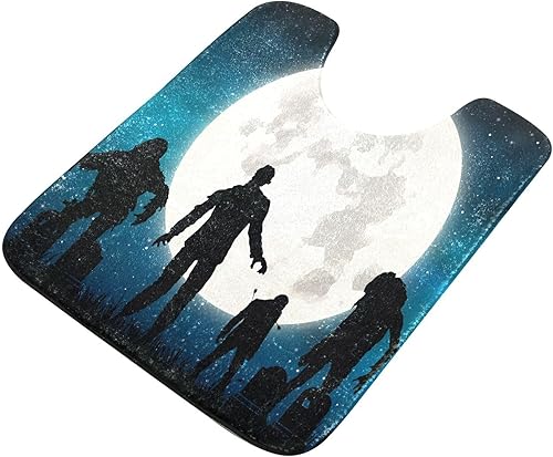 Miniatura 5 de Juego de tapetes de baño de secado rápido con diseño de zombies de Halloween, de luna llena, súper absorbente, con parte trasera de goma