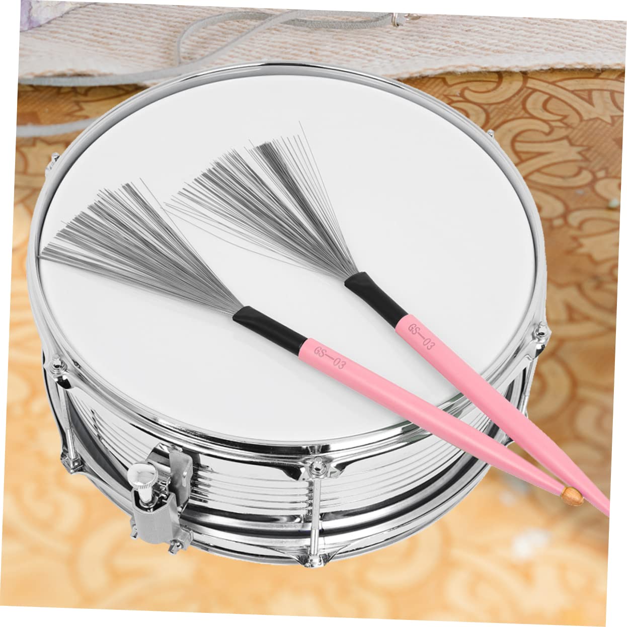 Hemoton Maple Drumsticks Set Brush Wire Drum Stick Brush Ideal for Beginners and Pro Drummers