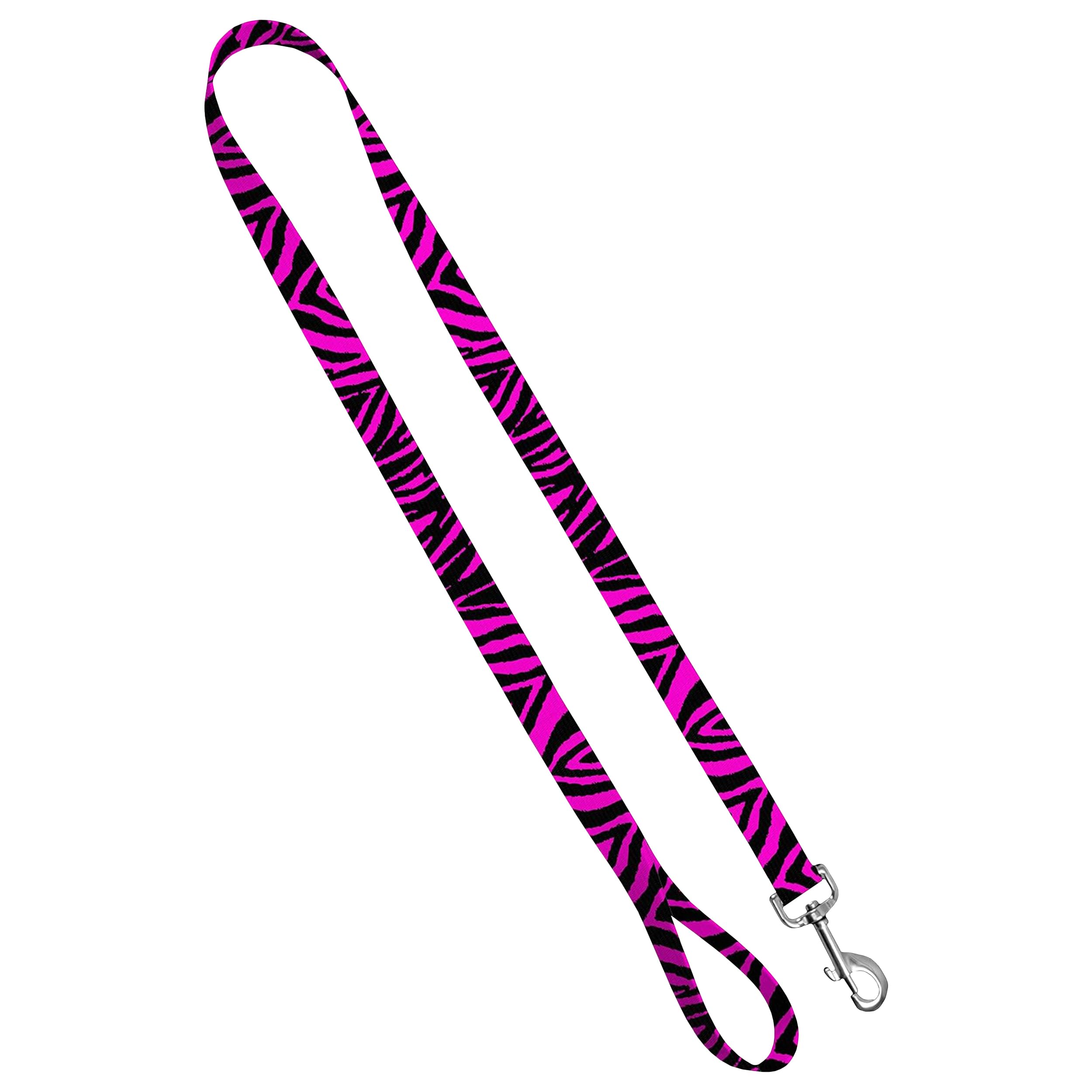 Animal Print Dog Leash with Easy Grip Loop - 1 Inch x 6 Feet, Zebra Pink