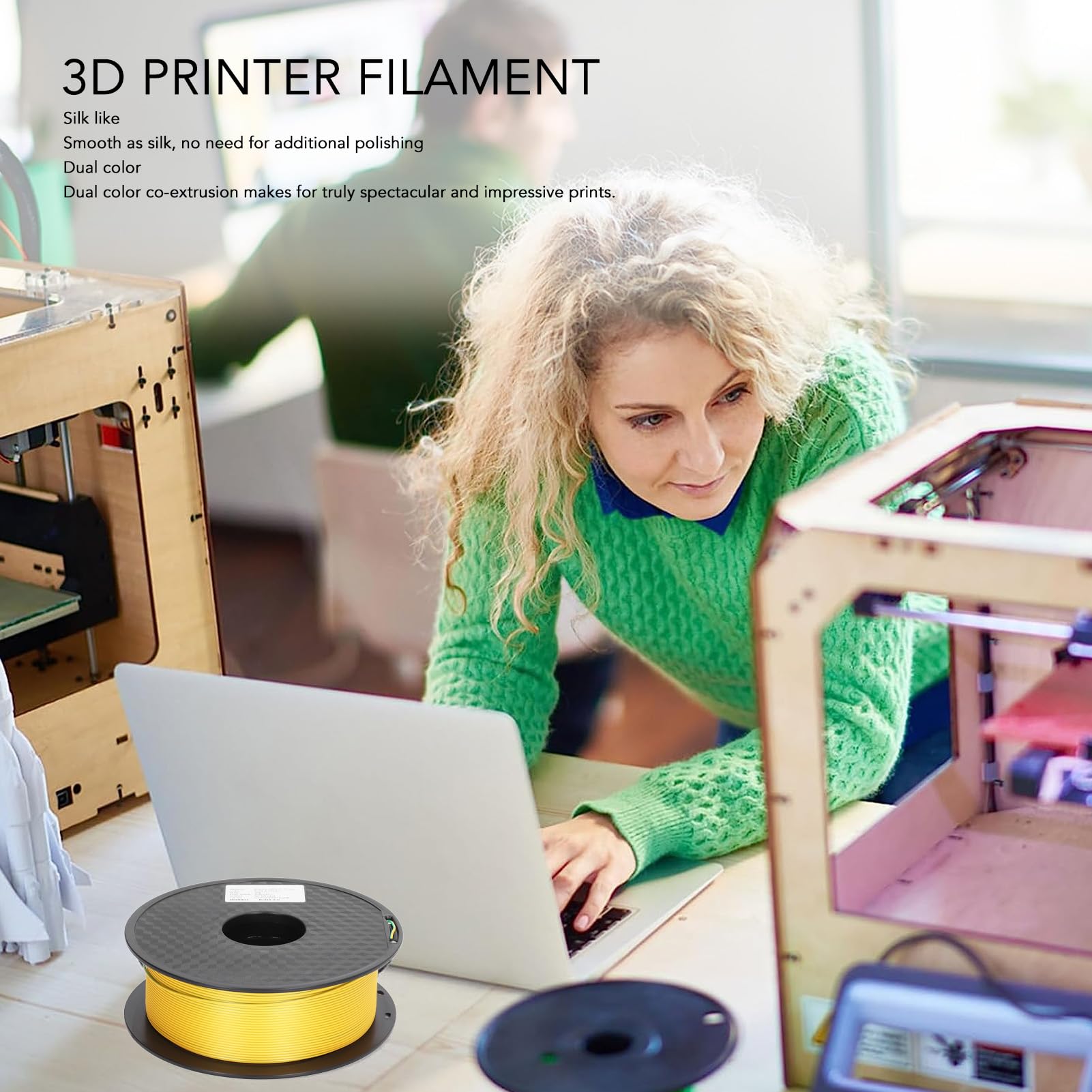 Drukarka 3D Filament PLA Dwukolorowy jedwabisty dichromatyczny Złoty Zielony 1,75 mm do materiałów eksploatacyjnych do druku 3D Materiał przyjazny dla środowiska Stabilny druk