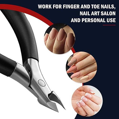 Vista 22 de FVION Cortador de cutículas – Alicate profesional de cutículas, herramientas de manicura con mango recubierto de goma, cortador de cutículas de Rojo