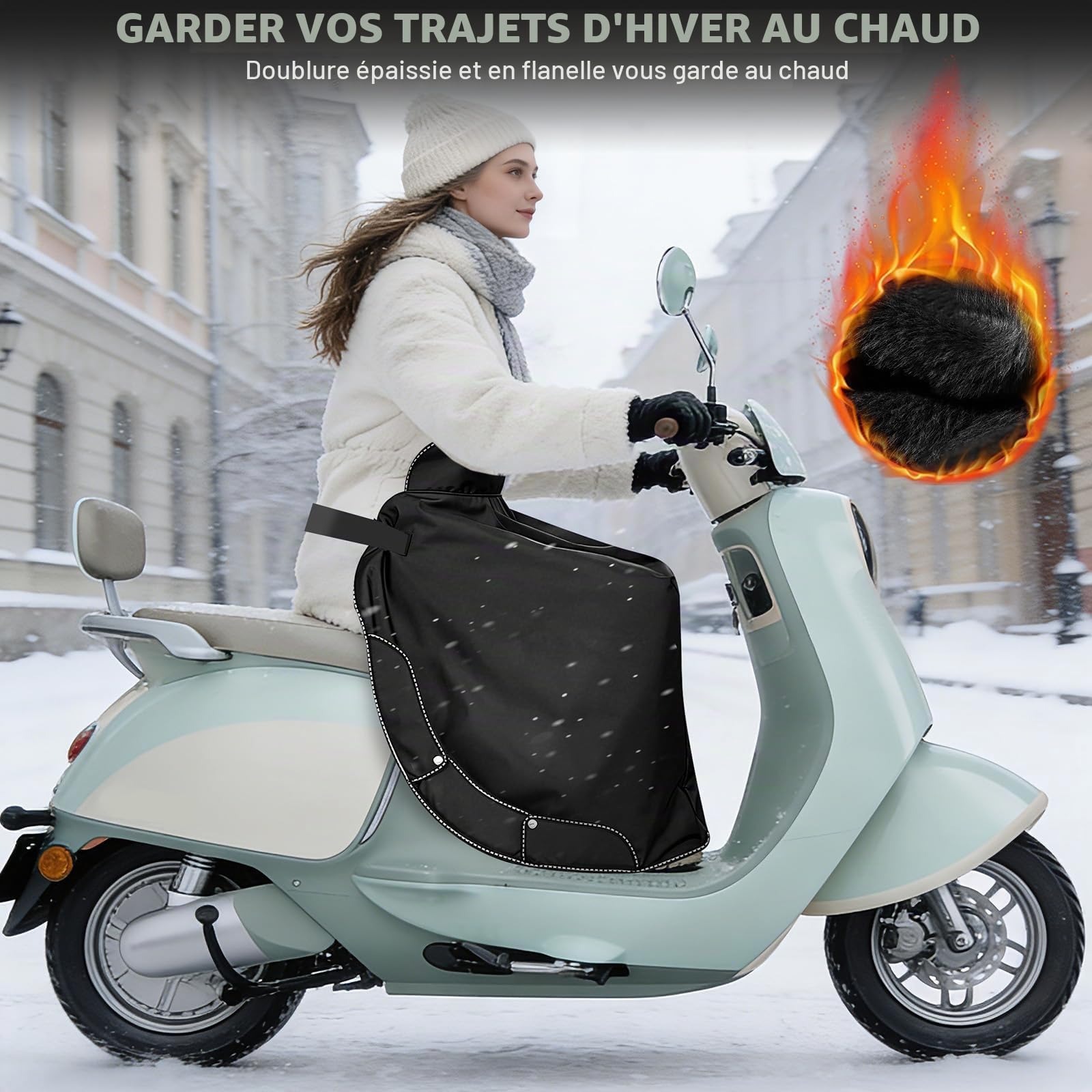 Couverture de Protection d'hiver pour Scooter Universelle Guêtres Coupe-Vent Imperméable Protège du Vent et du Froid pour Scooter et Cyclisme