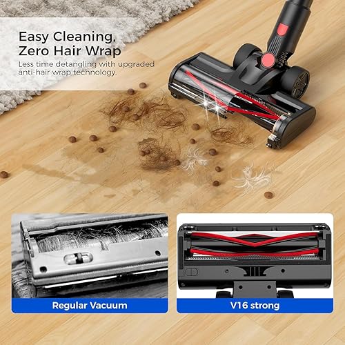 Miniatura 4 de Teendow Aspiradora inalámbrica, 500 W, 50 minutos de tiempo de funcionamiento, aspiradora para pelo de mascotas, potente succión, recargable,
