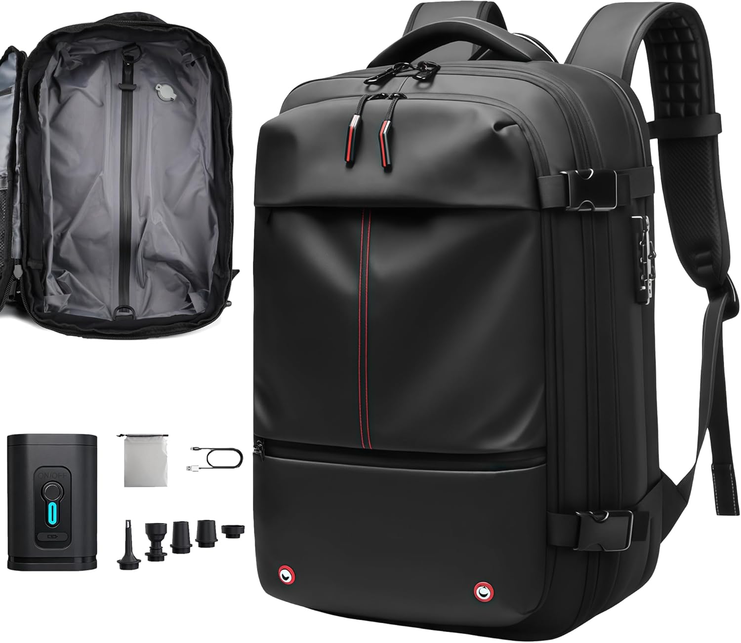 Travel Anti-theft Backpack,Vacuum Seal Bag wIth Air Pump,60L Expandable Air Compression with TSA Lock,Dark Blue